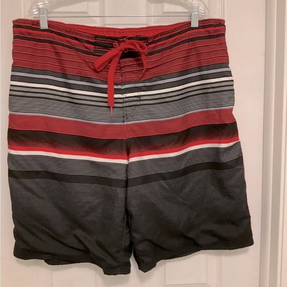 OP Mens Swim Trunks/Shorts Red/Black/Gray/White Size XL/XG 40-42 - Picture 1 of 12